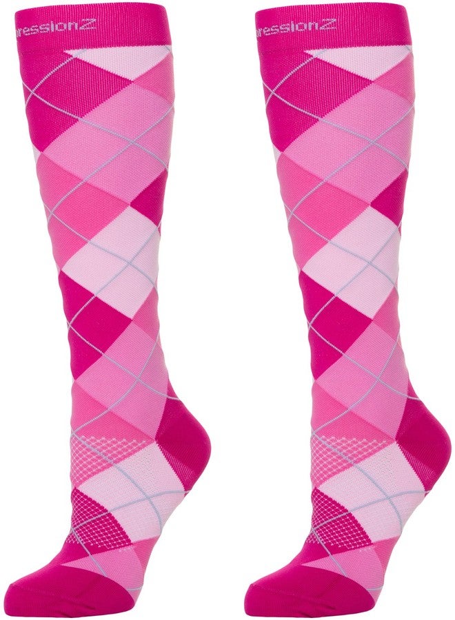 كومبريشنز جوارب ضغط CompressionZ تصل إلى الركبة بضغط 30-40 مم زئبق للرجال والنساء | جوارب داعمة للسفر والممرضات والرياضيين (وردي أرجيل، متوسط) - Image 1